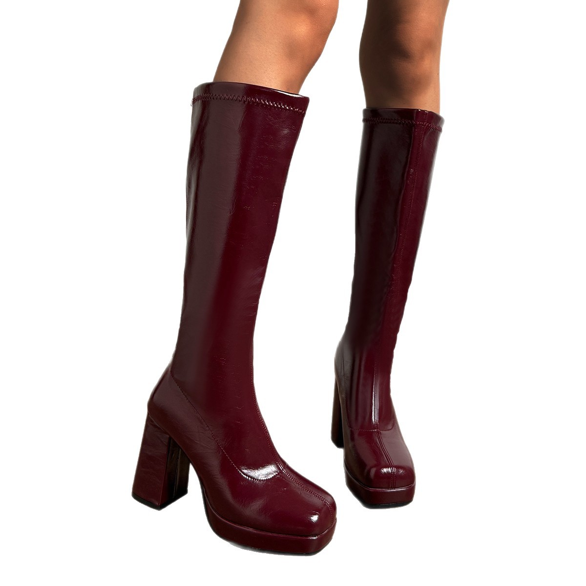 Wine Red Knee High Boots, Knig - Waterproof Winter Boot review and price